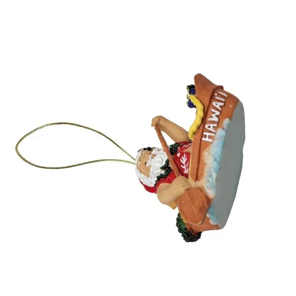 Hawaiian Santa Claus Rowing Canoe Christmas Ornament Festive Tree Décor Hand-Pai - Picture 10 of 15